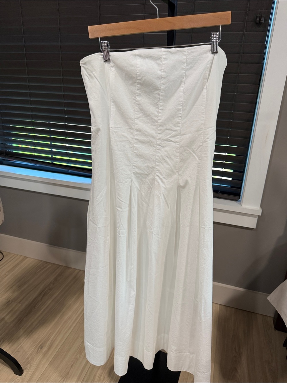 Rachel Zoe White Strapless Smocked Bodice Dress with Smooth Skirt